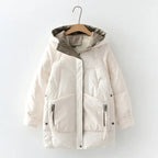 2021 Thick Hooded Down Coat Women Winter Jacket Cotton Long Warm Padded Parka nowadaysfashion