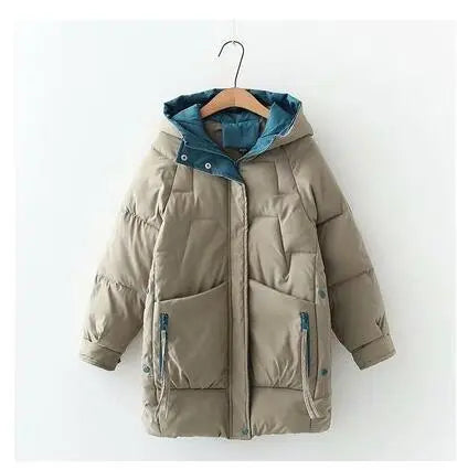 2021 Thick Hooded Down Coat Women Winter Jacket Cotton Long Warm Padded Parka nowadaysfashion