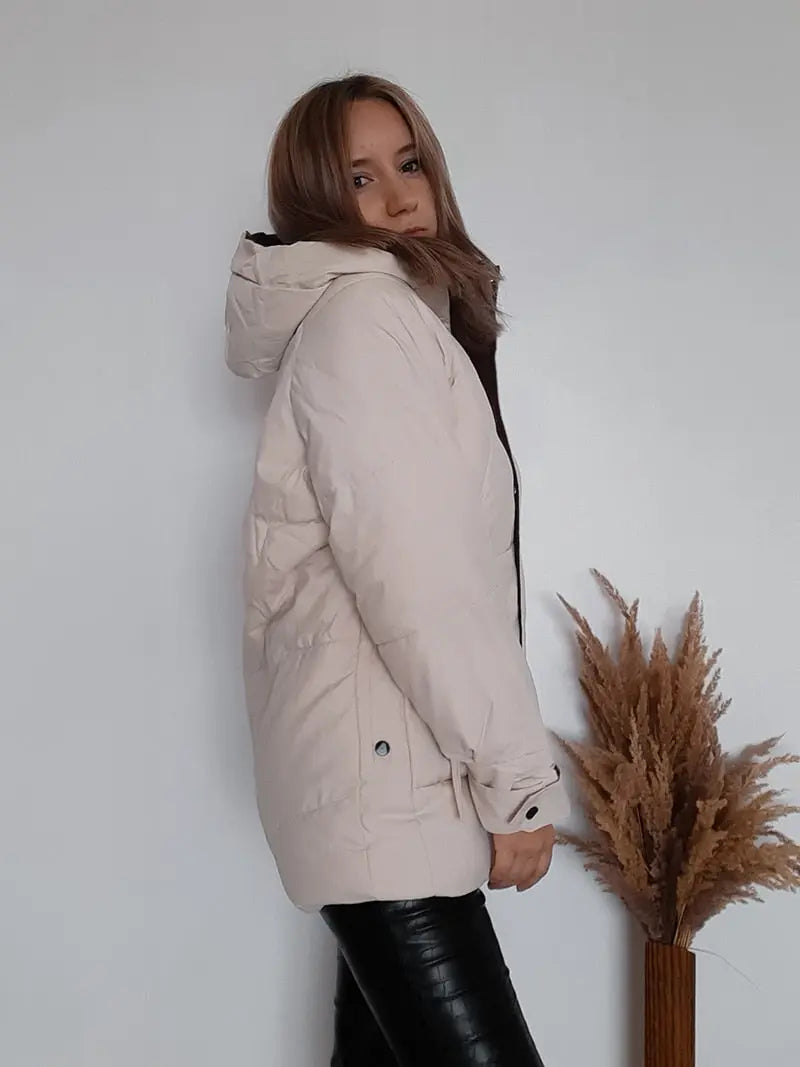 2021 Thick Hooded Down Coat Women Winter Jacket Cotton Long Warm Padded Parka nowadaysfashion