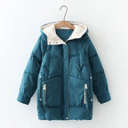 2021 Thick Hooded Down Coat Women Winter Jacket Cotton Long Warm Padded Parka nowadaysfashion