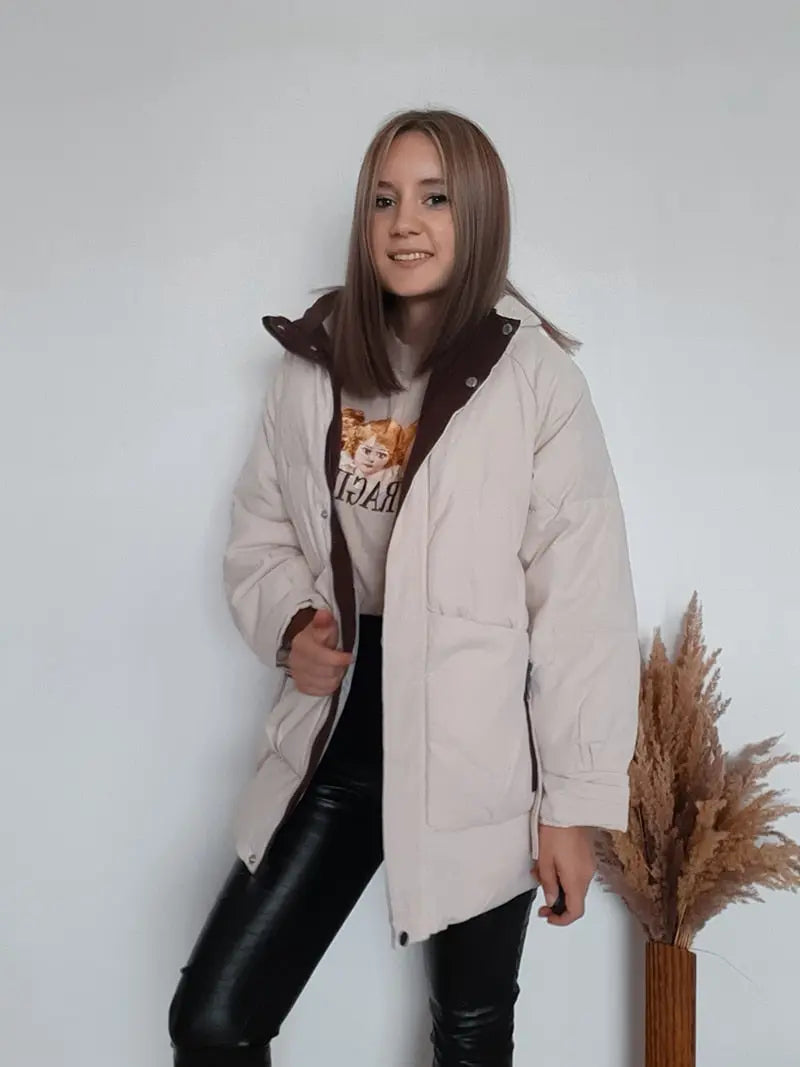 2021 Thick Hooded Down Coat Women Winter Jacket Cotton Long Warm Padded Parka nowadaysfashion