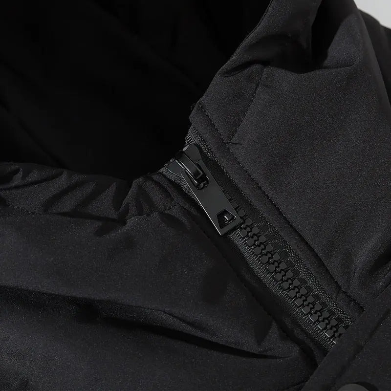 2021 Winter Thick Jacket Solid Ladies Long Coats with Zippers Hooded Single Breasted Parkas - Blade & Thread