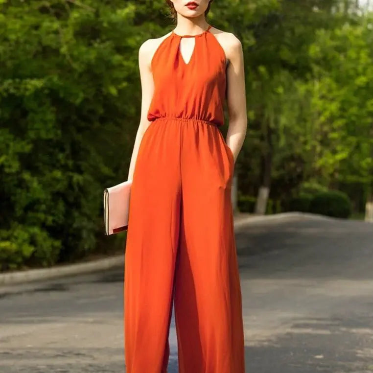 2022 Beach Style Jumpsuit for Women Summer Chiffon Bohemian Full Length Party Rompers nowadaysfashion