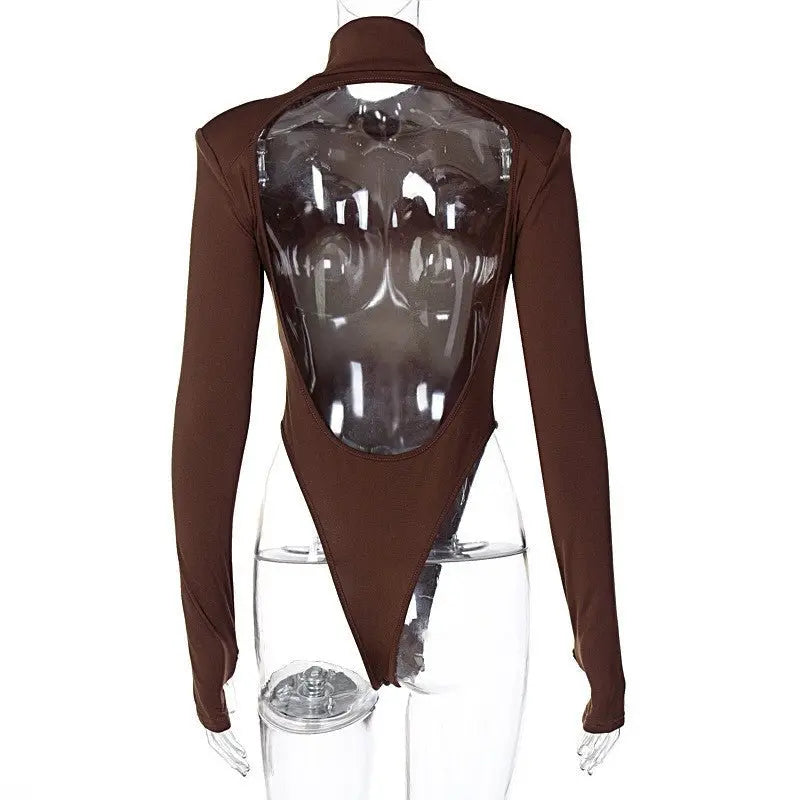 2022 Jumpsuits Women Rompers Sexy Club Hollow Out Backless Bodysuits Casual Long Sleeve Solid Slim - Blade & Thread