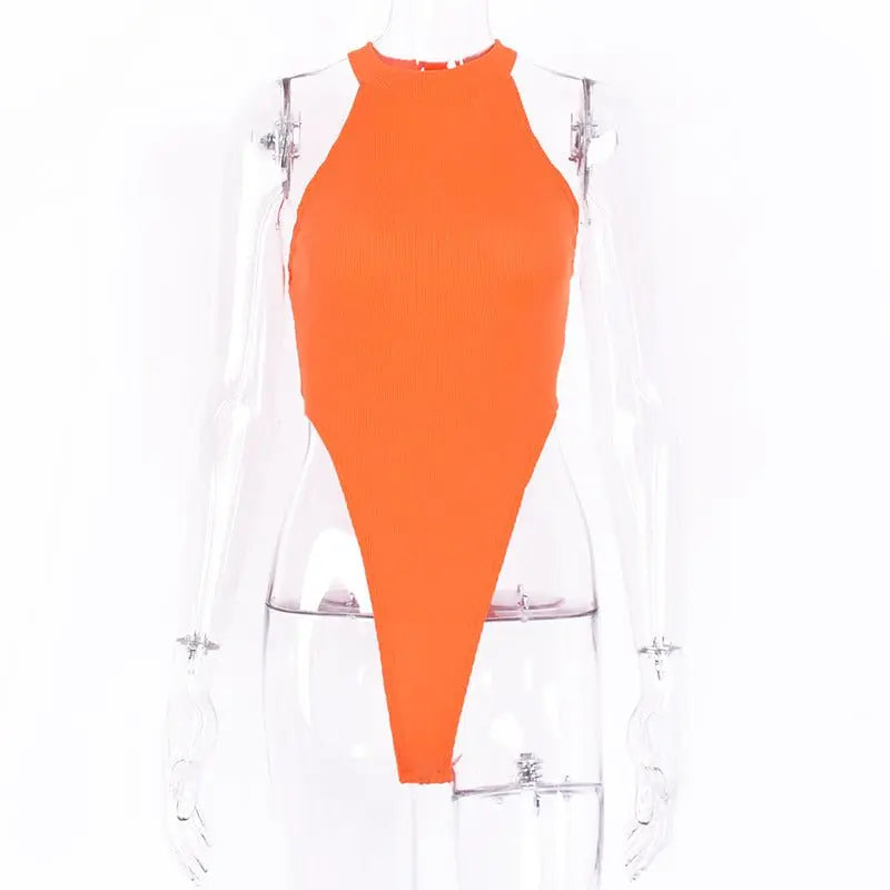 2022 Neon Green Red Orange Sexy Bodysuit Summer Clothes for Women Casual Streetwear Jumpsuits - Blade & Thread