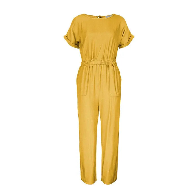2022 Streetwear Women Jumpsuits Long O-Neck Polyester One Piece Outfi Summer Clothes - Blade & Thread