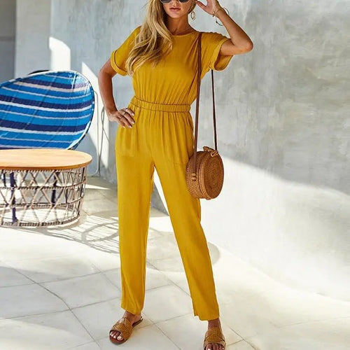 2022 Streetwear Women Jumpsuits Long O-Neck Polyester One Piece Outfi Summer Clothes nowadaysfashion