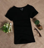 2022 Women's T Shirt Women Short Sleeved Slim Solid Color Womens Simple Tee T-Shirt nowadaysfashion