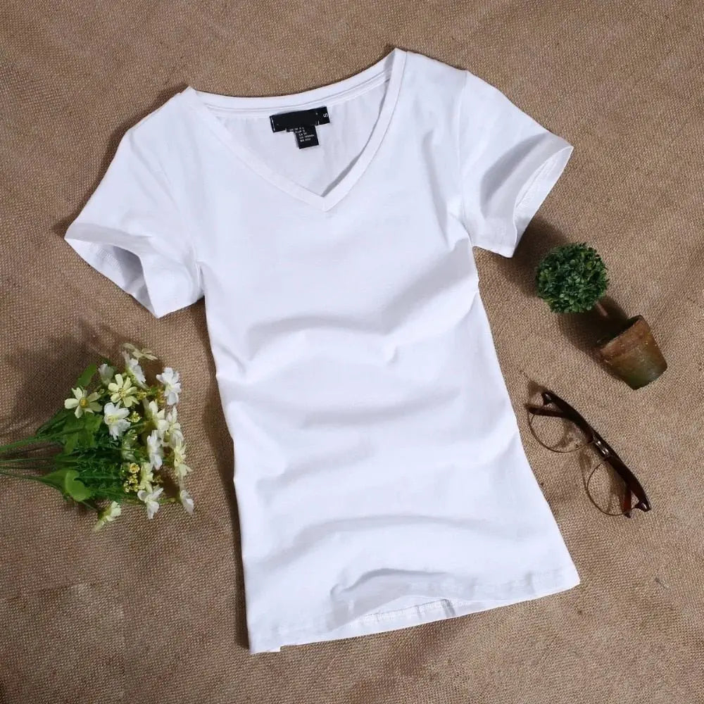 2022 Women's T Shirt Women Short Sleeved Slim Solid Color Womens Simple Tee T-Shirt nowadaysfashion