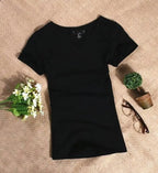 2022 Women's T Shirt Women Short Sleeved Slim Solid Color Womens Simple Tee T-Shirt nowadaysfashion