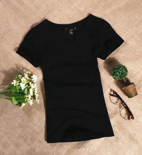 2022 Women's T Shirt Women Short Sleeved Slim Solid Color Womens Simple Tee T-Shirt - Blade & Thread