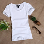 2022 Women's T Shirt Women Short Sleeved Slim Solid Color Womens Simple Tee T-Shirt nowadaysfashion