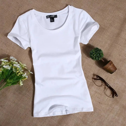 2022 Women's T Shirt Women Short Sleeved Slim Solid Color Womens Simple Tee T-Shirt nowadaysfashion