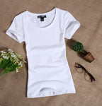 2022 Women's T Shirt Women Short Sleeved Slim Solid Color Womens Simple Tee T-Shirt nowadaysfashion