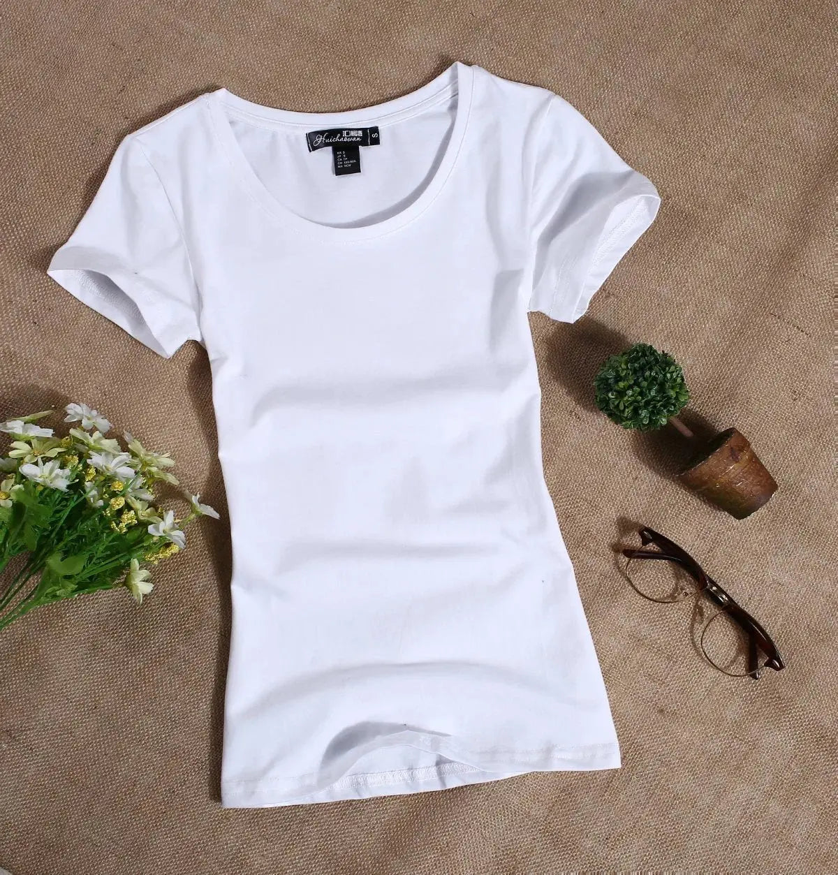 2022 Women's T Shirt Women Short Sleeved Slim Solid Color Womens Simple Tee T-Shirt nowadaysfashion