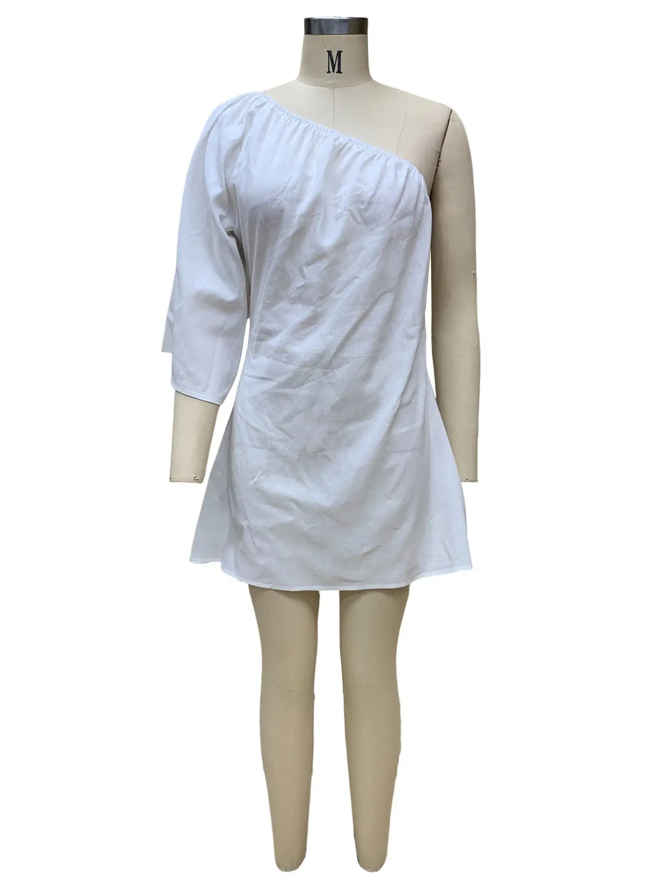 2023 Loose Slim Slanted Shoulder Short Dress - Blade & Thread