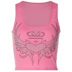 2023 Spring and summer new fashion sexy U-neck hot diamond slim vest top nowadaysfashion