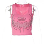 2023 Spring and summer new fashion sexy U-neck hot diamond slim vest top nowadaysfashion