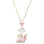 2024 fashion creative pink swan crystal necklace nowadaysfashion