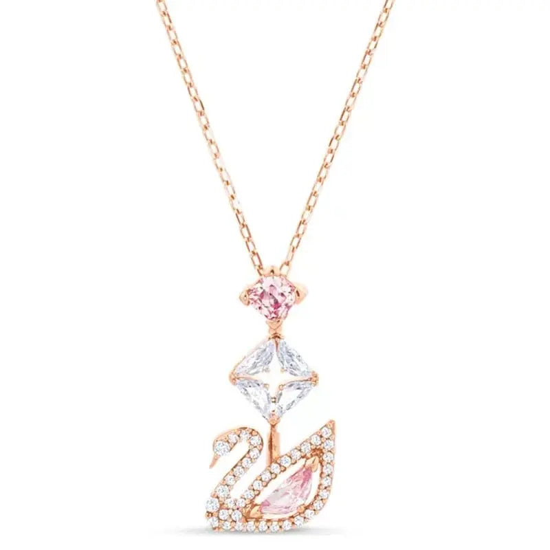 2024 fashion creative pink swan crystal necklace - Blade & Thread