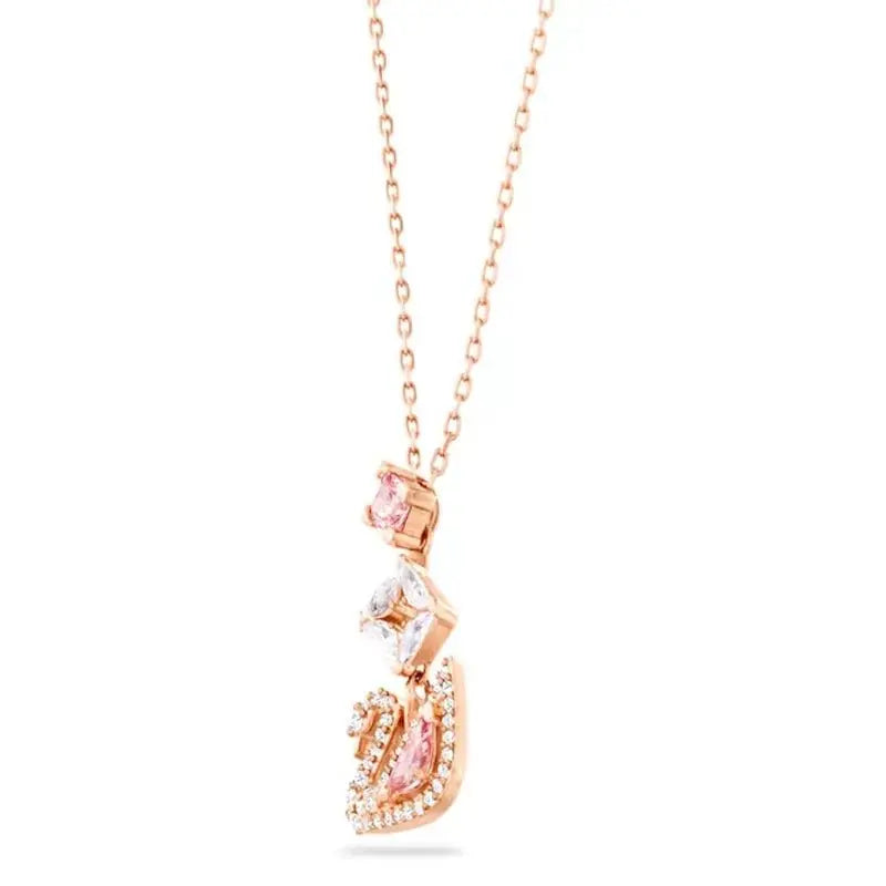 2024 fashion creative pink swan crystal necklace - Blade & Thread