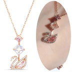 2024 fashion creative pink swan crystal necklace nowadaysfashion