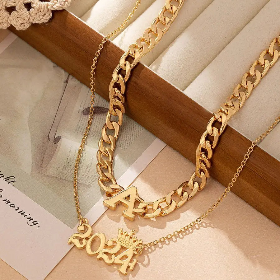 2024 number and letter two necklace set nowadaysfashion