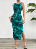 2024 Spring and Summer Tie-Dye Temperament Slim Sleeveless Dress nowadaysfashion