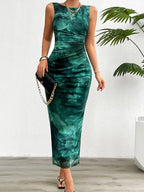 2024 Spring and Summer Tie-Dye Temperament Slim Sleeveless Dress nowadaysfashion