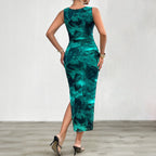 2024 Spring and Summer Tie-Dye Temperament Slim Sleeveless Dress nowadaysfashion