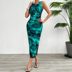 2024 Spring and Summer Tie-Dye Temperament Slim Sleeveless Dress nowadaysfashion