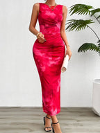 2024 Spring and Summer Tie-Dye Temperament Slim Sleeveless Dress nowadaysfashion