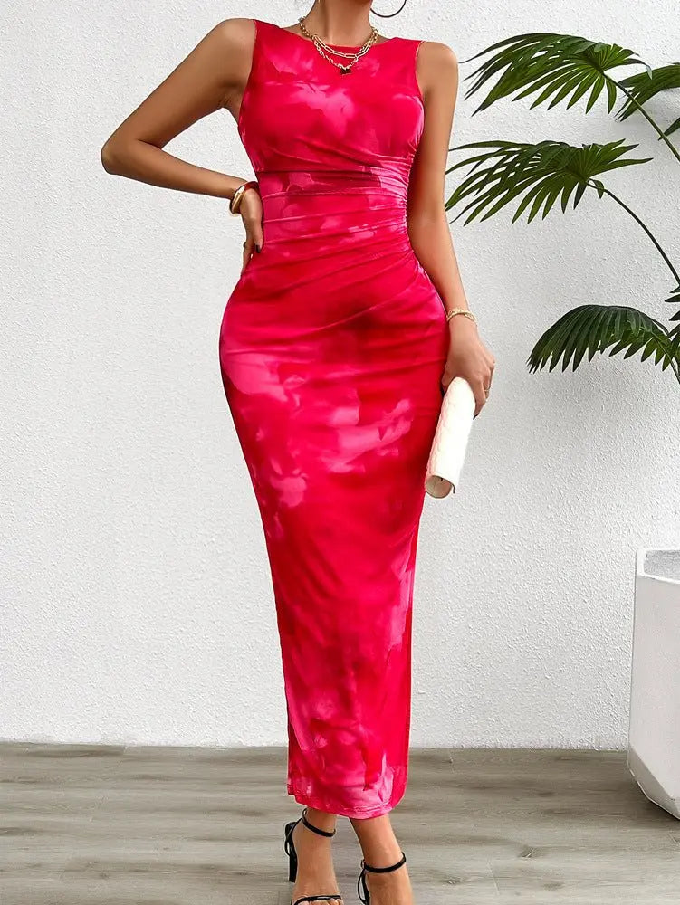 2024 Spring and Summer Tie-Dye Temperament Slim Sleeveless Dress - Blade & Thread