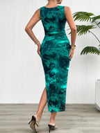 2024 Spring and Summer Tie-Dye Temperament Slim Sleeveless Dress nowadaysfashion