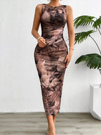 2024 Spring and Summer Tie-Dye Temperament Slim Sleeveless Dress nowadaysfashion
