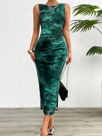 2024 Spring and Summer Tie-Dye Temperament Slim Sleeveless Dress nowadaysfashion