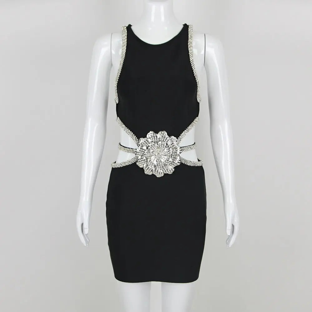 2024 spring and summer waistless exquisite rhinestone flower dress nowadaysfashion
