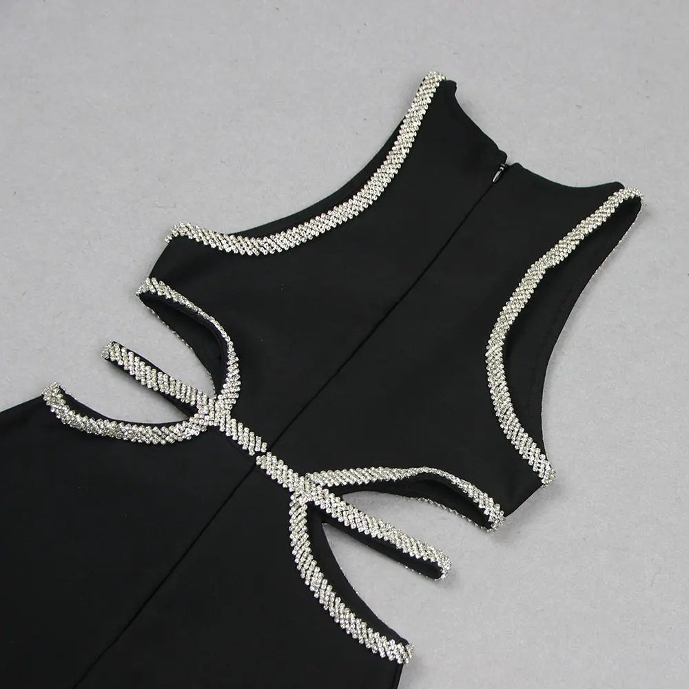 2024 spring and summer waistless exquisite rhinestone flower dress - Blade & Thread