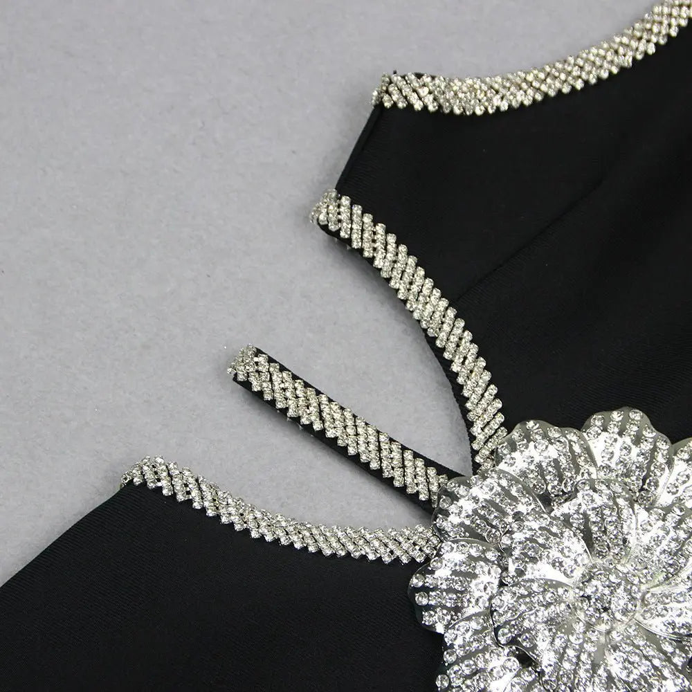 2024 spring and summer waistless exquisite rhinestone flower dress - Blade & Thread
