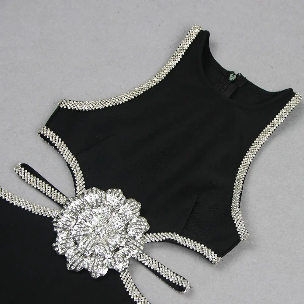 2024 spring and summer waistless exquisite rhinestone flower dress - Blade & Thread