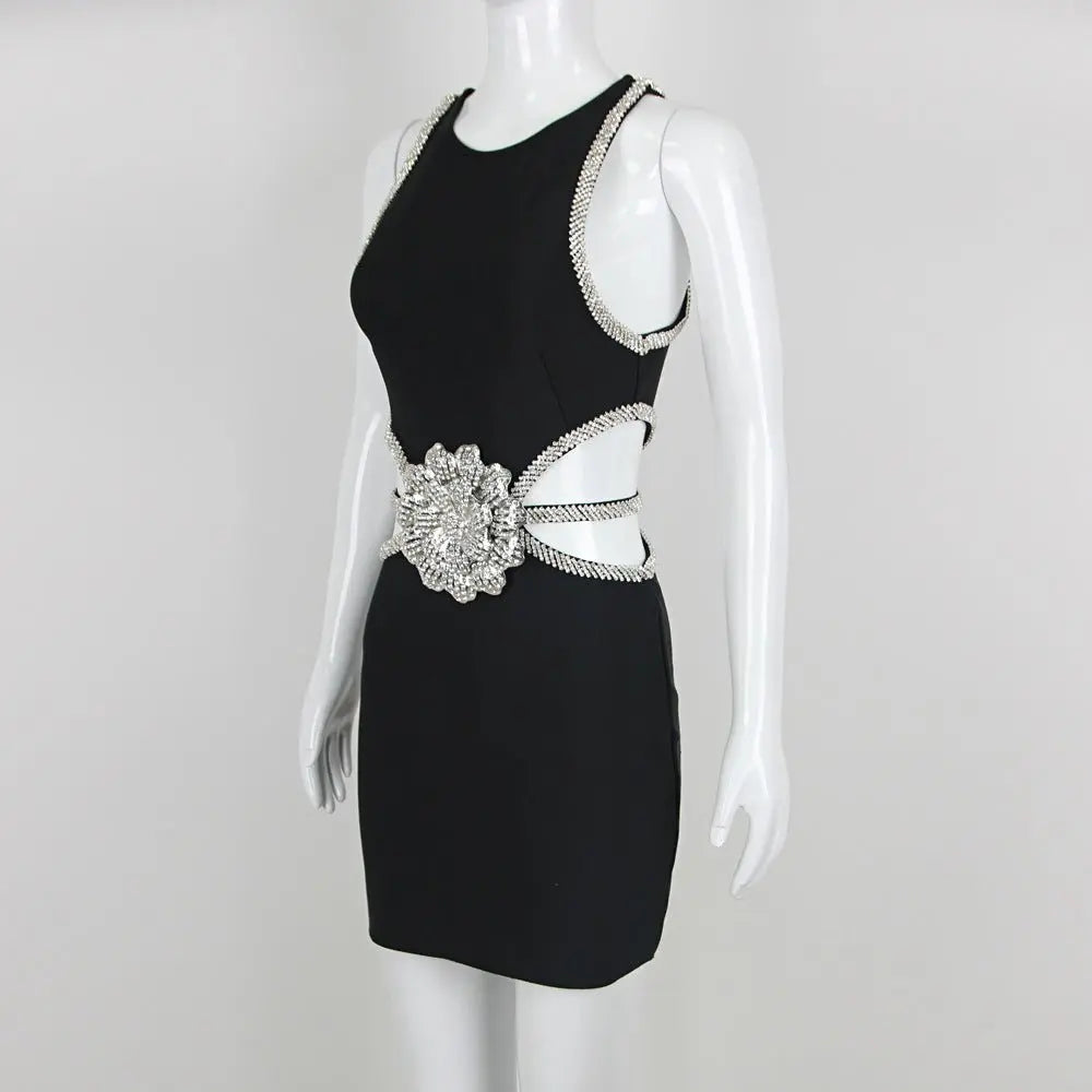 2024 spring and summer waistless exquisite rhinestone flower dress - Blade & Thread