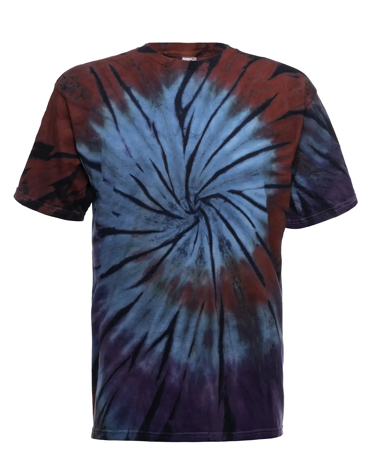 SpectraUSA Boho Spiral Tie-Dye T-shirt featuring a colorful, spiral design on the front, casual and stylish tee for everyday wear.