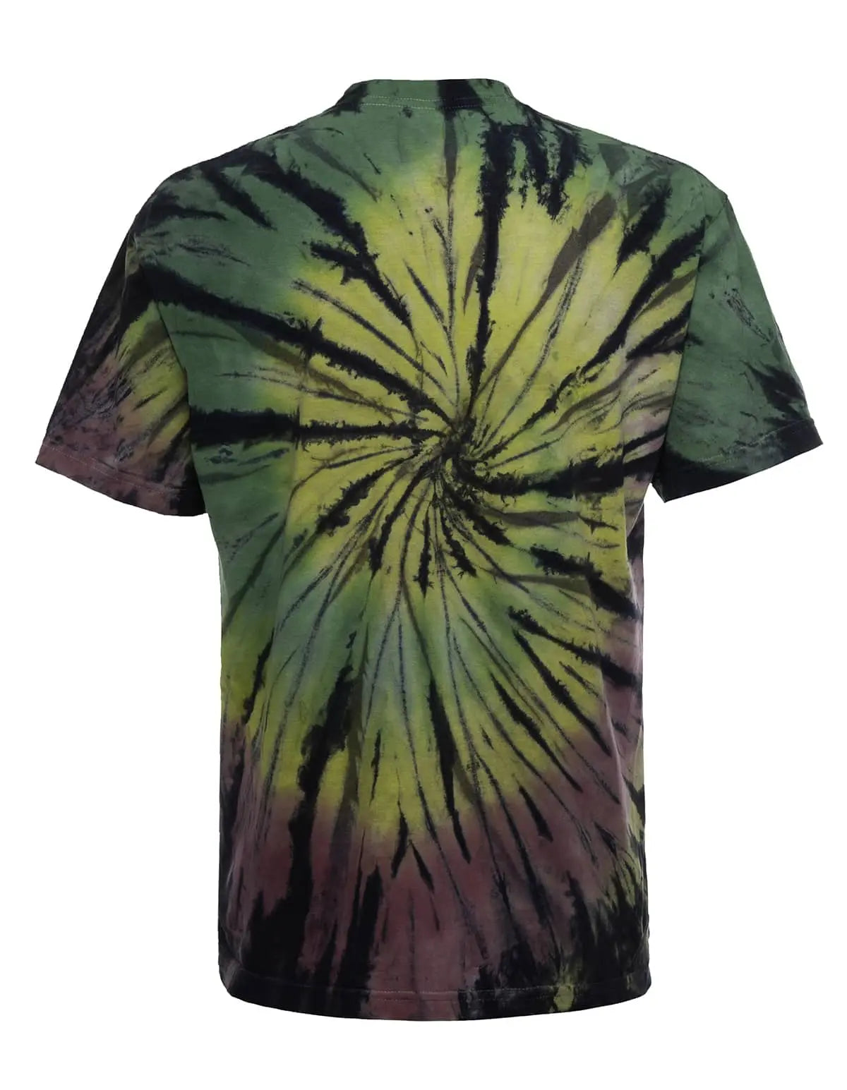 SpectraUSA Dynamite Spiral Tie-Dye T-shirt featuring a colorful, vibrant spiral design on the back.