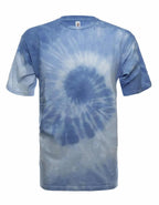 SpectraUSA Sky Multi Spiral Tie-Dye T-shirt featuring vibrant spiral design on front, casual unisex tee.