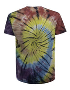 Rainbow spiral tie-dye tee from SpectraUSA showing vibrant, colorful spiral pattern on the back of the shirt.