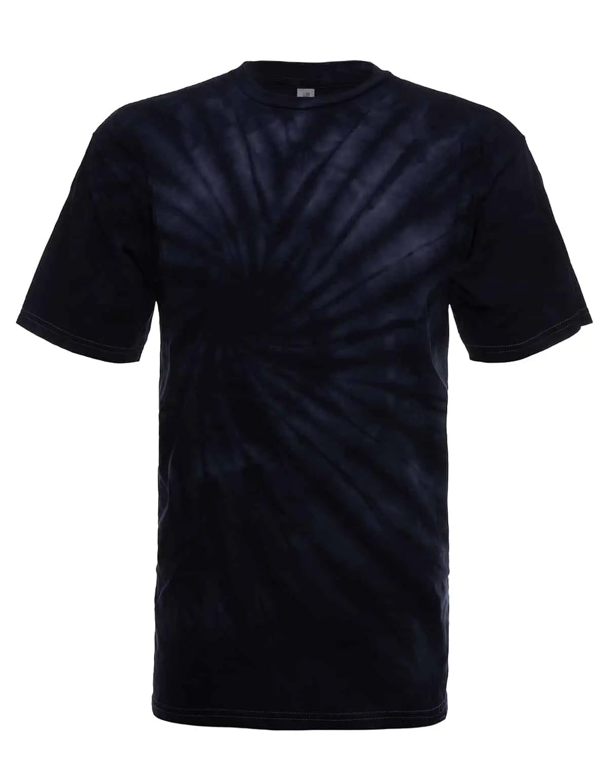 SpectraUSA Midnight Spiral Tie-Dye T-shirt featuring a vibrant spiral design on the front.
