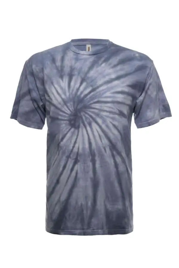SpectraUSA Steel Quartz Spiral Tie-Dye T-shirt featuring a colorful spiral design on front, casual and trendy men's tee.
