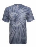 SpectraUSA Steel Quartz Spiral Tie-Dye T-shirt featuring a vibrant spiral design on a casual tee front view.
