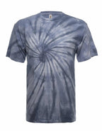 SpectraUSA Steel Quartz Spiral Tie-Dye T-shirt featuring a vibrant spiral design on a casual tee front view.