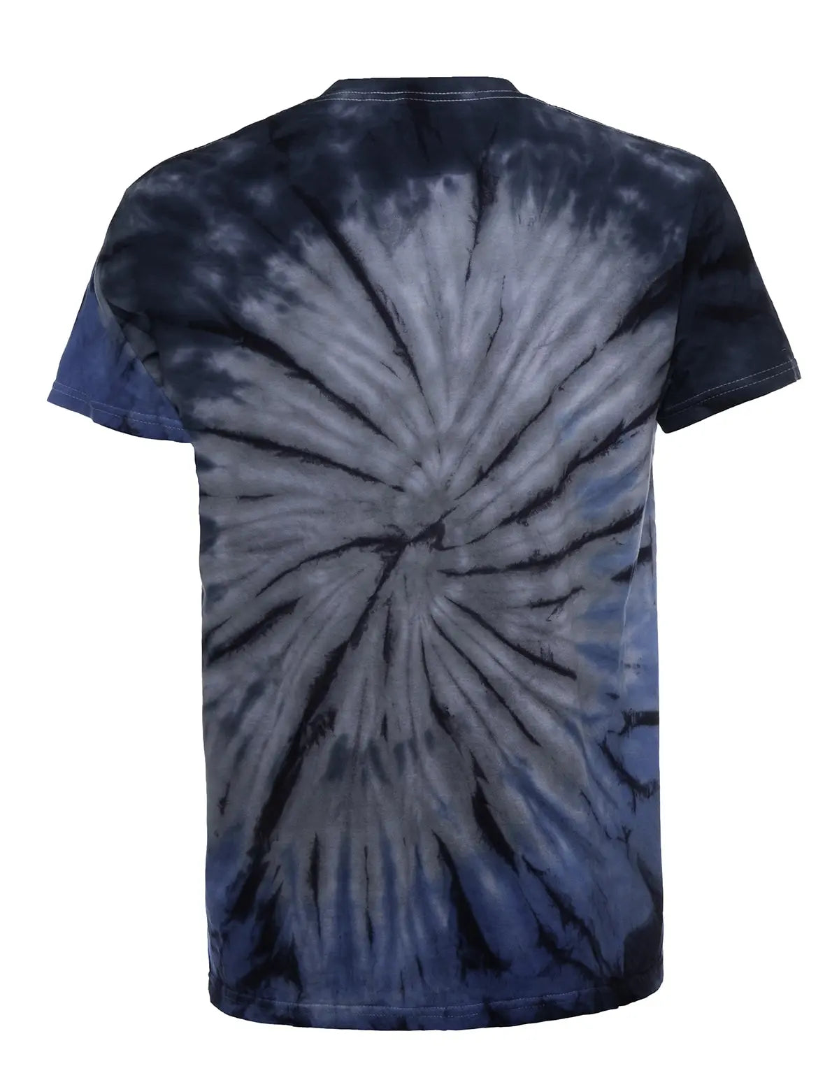 SpectraUSA surf spiral tie-dye t-shirt with vibrant, swirling pattern, shown from the back. Bright, colorful graphic tee for casual wear.